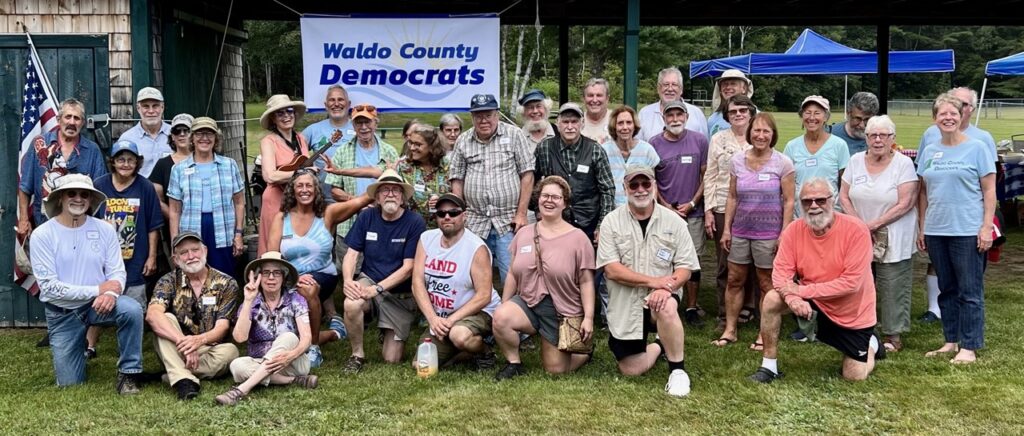 Group photo of about 40 Waldo County Dems